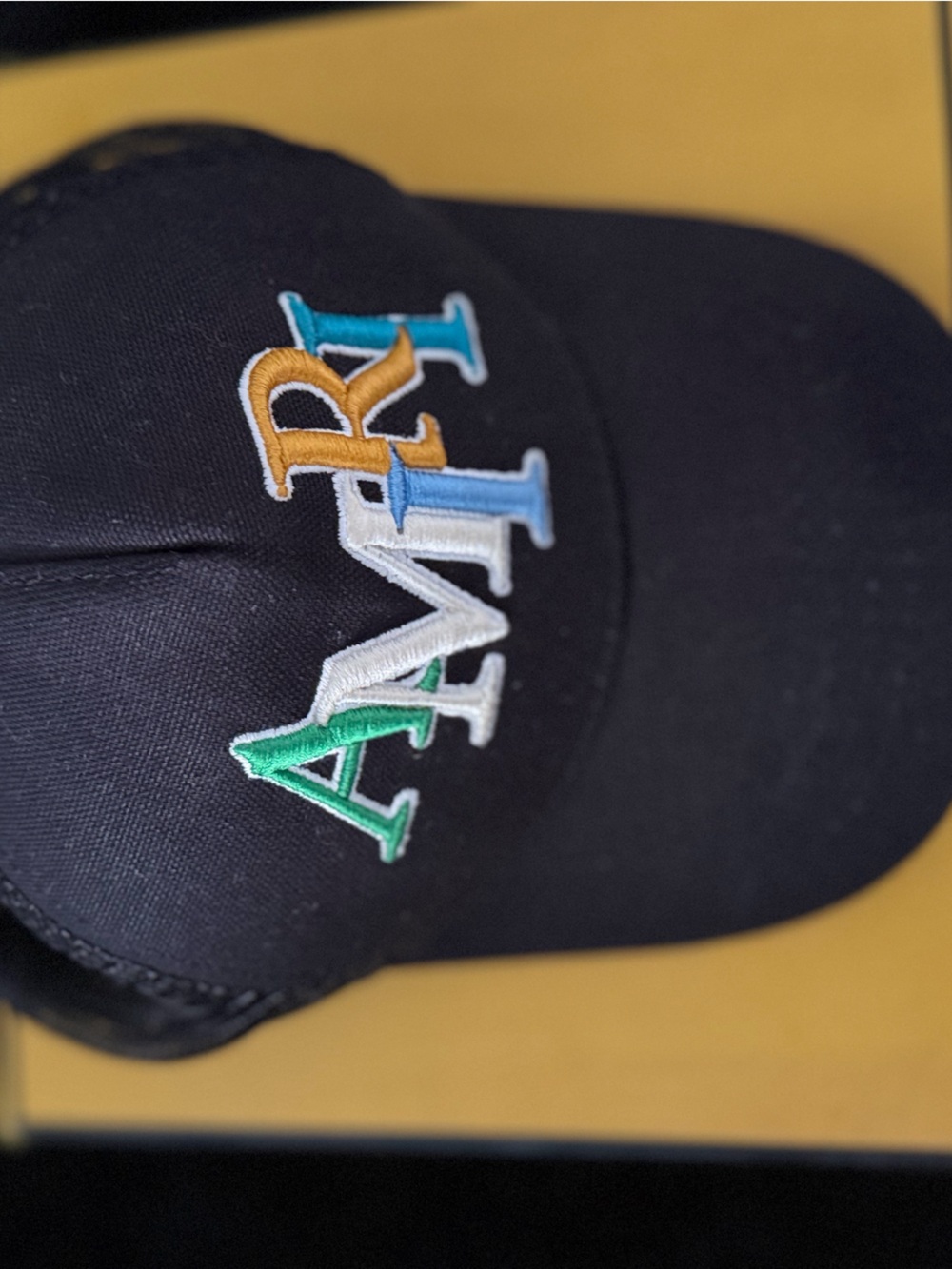 Kids Amiri Multicolor Logo Trucker Hat – Black Designer Snapback Cap - Picture 2 of 8